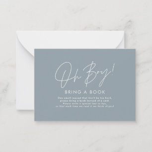 Carte De Correspondance oh garçon script bleu baby shower apporter un livr