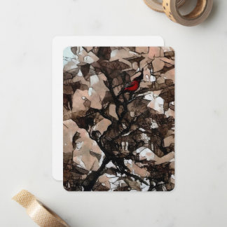 Carte De Correspondance Oiseau rouge sur les branches, décoration de natur