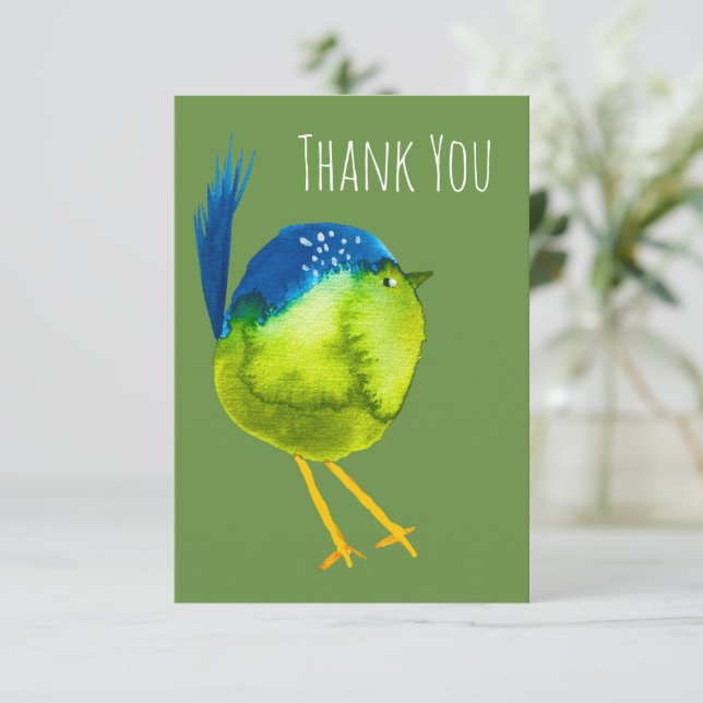 Carte De Correspondance Oiseau vert mignon (Debout devant)
