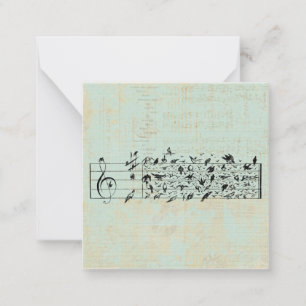 Carte De Correspondance Oiseaux & Musique Papier personnel Vintage Vieille