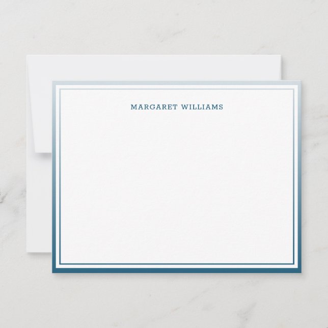 Carte De Correspondance Ombre Bleu Deux Bordures Moderne Professionnelle (Devant)