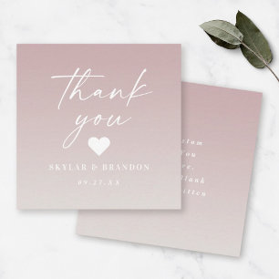 Carte De Correspondance Ombre Gradient Mauve et Merci Mariage blanc