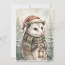 Opossum de Noël vintage Animal de fête forestière