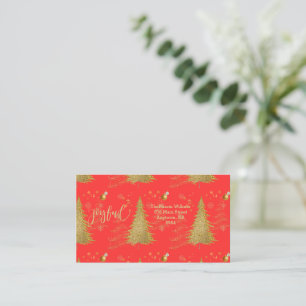 Carte De Correspondance Or JOYEUX sur Noël Rouge