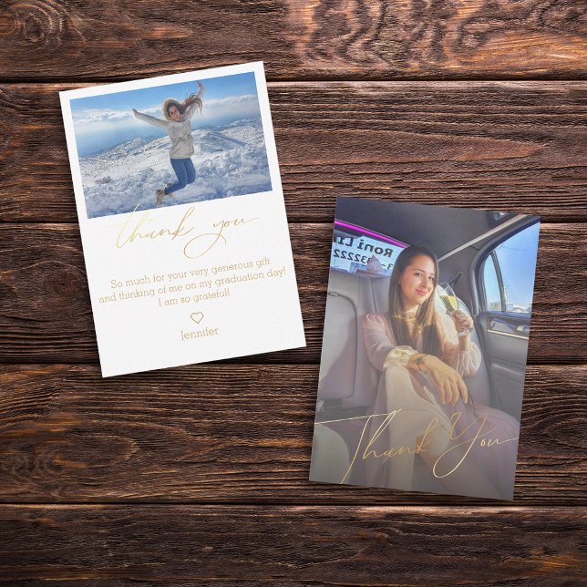 Carte De Correspondance or script merci diplôme 2 photos (Créateur téléchargé)