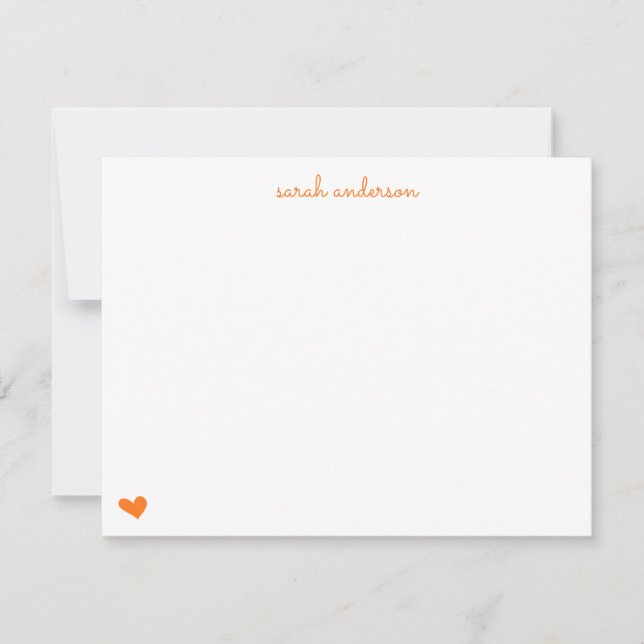 Carte De Correspondance Orange Doodle Heart papeterie personnalisée (Devant)