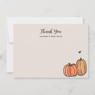 Carte De Correspondance Orange Fall Citrouille Merci Note