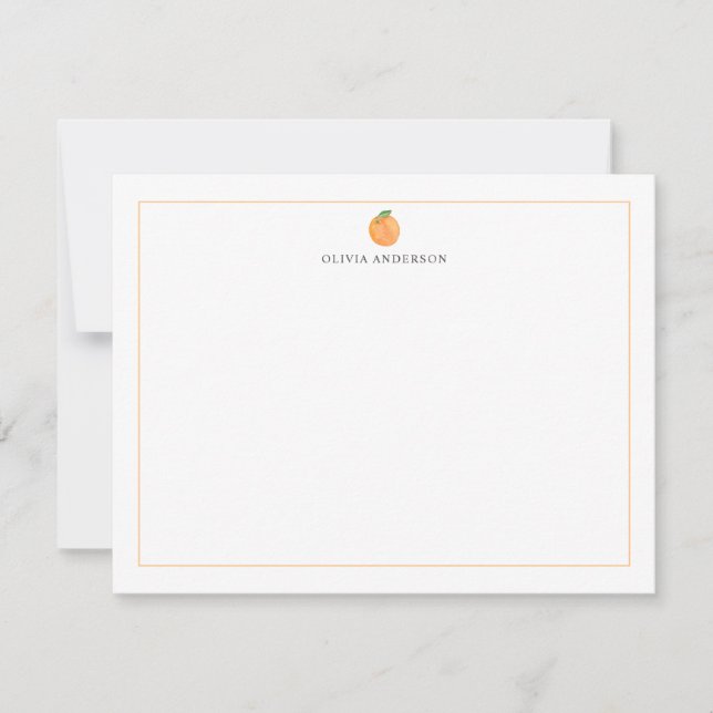 Carte De Correspondance Orange Fruit Border Personalized Stationery (Devant)