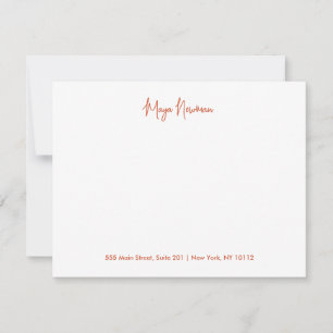 CARTE DE CORRESPONDANCE ORANGE TERRACOTTA SIGNATURE NOM DU MONOGRAMME