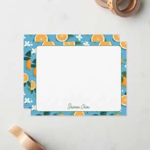 Carte De Correspondance Oranges d'été Nom personnalisé papeterie