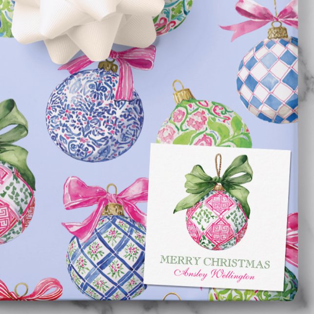 Carte De Correspondance Ornements Préppy Christmas Baubles (Créateur téléchargé)