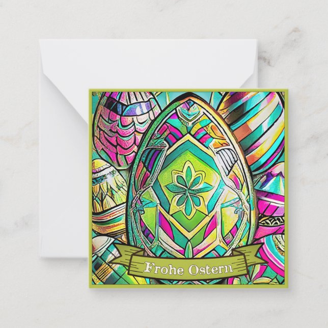Carte De Correspondance Ostermotiv farbiger Cartoon mit Ostéréier 13553 (Devant)