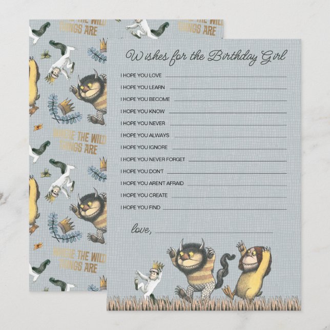 Carte De Correspondance Où les choses sauvages sont les voeux d'anniversai (Devant / Derrière)