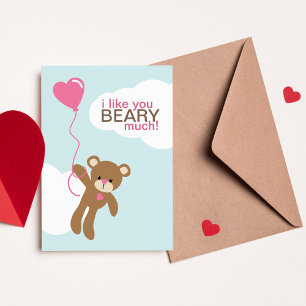 Carte De Correspondance Ours avec Valentines en forme de coeur