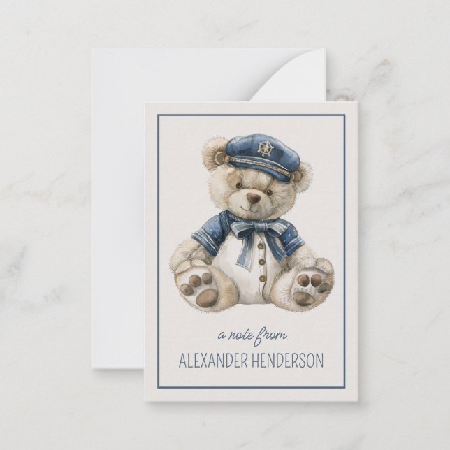 Carte De Correspondance Ours bébé bleu marine personnalisé (Devant)