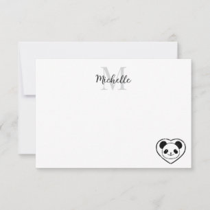 Carte De Correspondance Ours Panda Mignon Dessin Animé Monogramme Personna