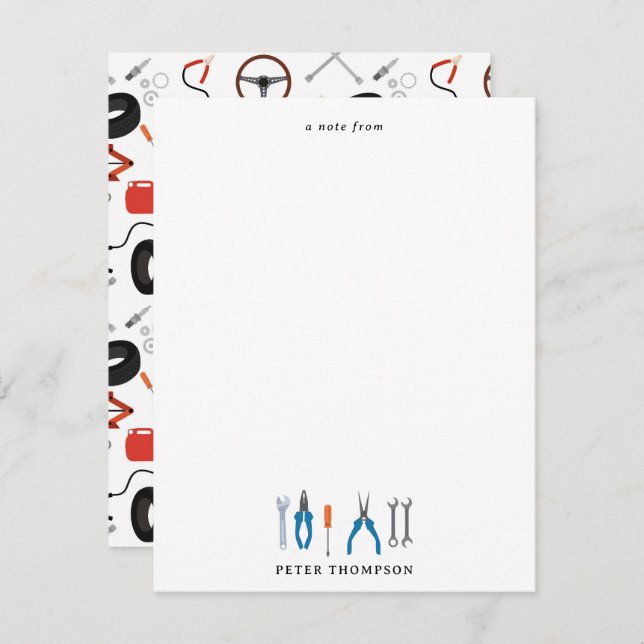 Carte De Correspondance Outils Automobile Mécanique (Devant / Derrière)