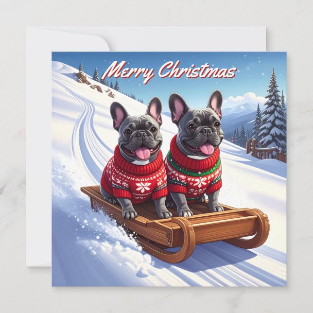 Carte De Correspondance Pack français Bulldog de Noël plat (Devant)