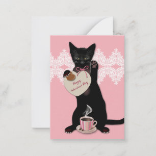 Carte De Correspondance Pack Valentine rose Chat noir