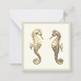 Carte De Correspondance Paire de hippocampes dorés mer océan animal faune