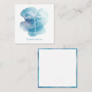 Carte De Correspondance Palmier blanc sur aquarelle bleue Personnalisé