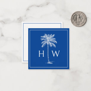 Carte De Correspondance Palmier bleu et blanc Monogramme de palmier