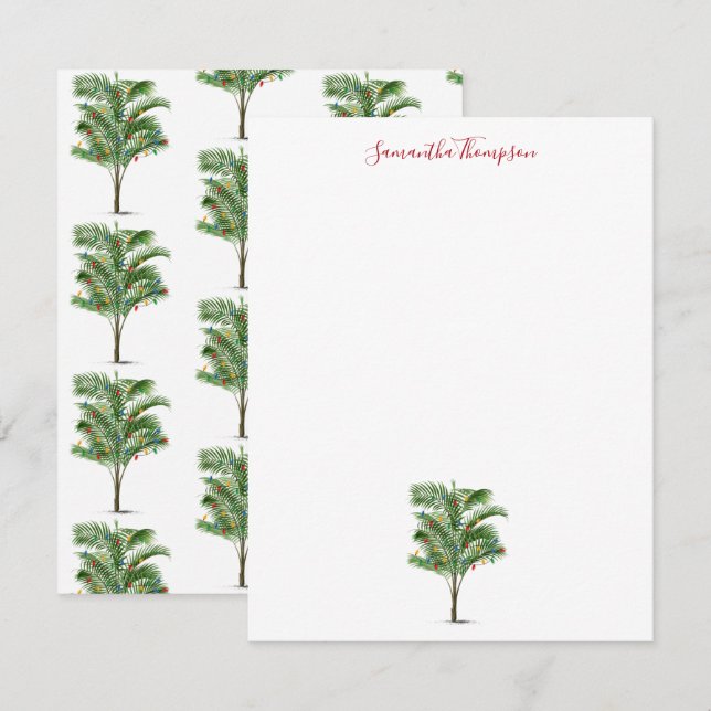 Carte De Correspondance Palmier Tropical Noël Arbre de Noël (Devant / Derrière)