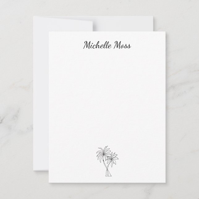 Carte De Correspondance Palmiers tropicaux Simple Noir Blanc (Devant)