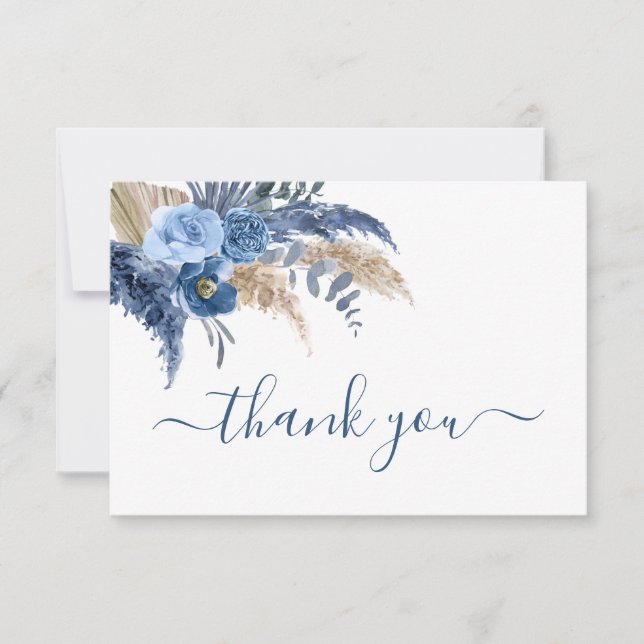 Carte De Correspondance Pampas Grass blue merci Note Card (Devant)