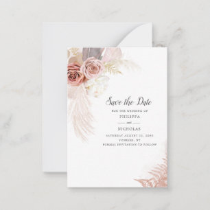 Carte De Correspondance Pampas Grass Floral Script Mariage Enregistrer La