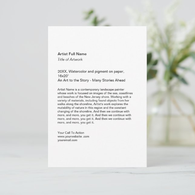 Carte De Correspondance Pancartes d'exposition d'art vertical (Debout devant)