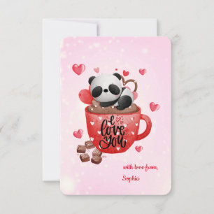 Carte De Correspondance Panda personnalisé dans une boug Je t'aime Chocola