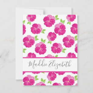 Carte De Correspondance Pansies d'aquarelle rose magenta