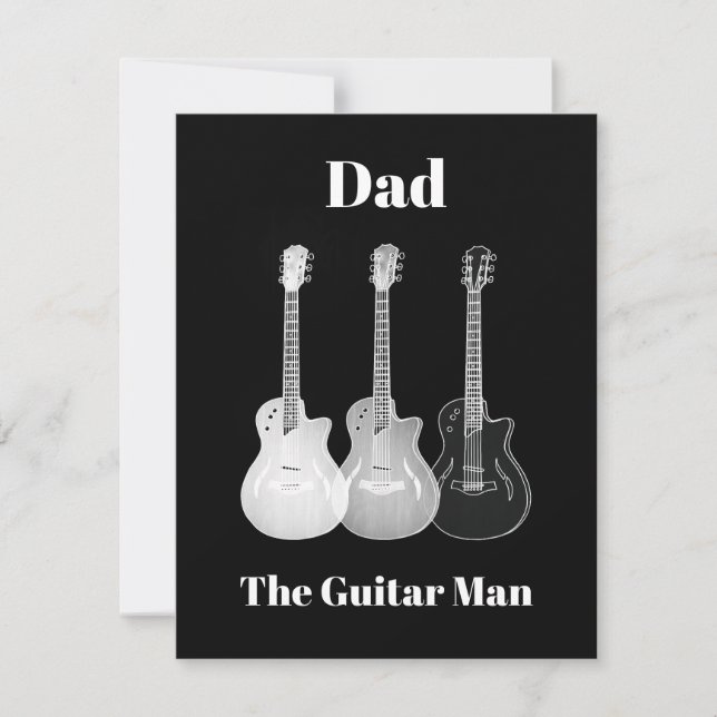 Carte De Correspondance Papa guitariste simple drôle monochrome (Devant)
