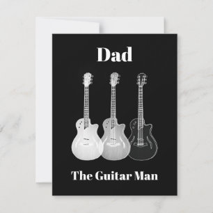 Carte De Correspondance Papa guitariste simple drôle monochrome