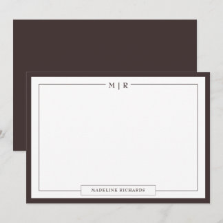 Carte De Correspondance Papeterie à bordure Wenge Monogramme Classique