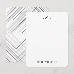 Carte De Correspondance Papeterie à monogramme à lignes géométriques éléga