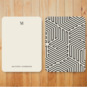 Carte De Correspondance Papeterie à monogramme à motif géométrique moderne