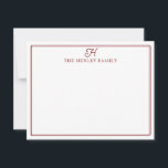 Carte De Correspondance Papeterie à monogramme avec bordure initialement r<br><div class="desc">Ce design présente une fine double bordure avec un espace pour l'initiale de la famille et le nom de famille. Cliquez sur le bouton Personnaliser si vous souhaitez ajuster les éléments de design et/ou modifier davantage le texte ! Des variations de ce design, des couleurs supplémentaires, ainsi que des produits...</div>
