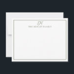 Carte De Correspondance Papeterie à monogramme avec bordure verte initiale<br><div class="desc">Ce design présente une fine double bordure avec un espace pour l'initiale et le nom de famille. Cliquez sur le bouton Personnaliser si vous souhaitez ajuster les éléments de design et/ou modifier davantage le texte ! Des variations de ce design, des couleurs supplémentaires, ainsi que des produits coordonnés sont disponibles...</div>
