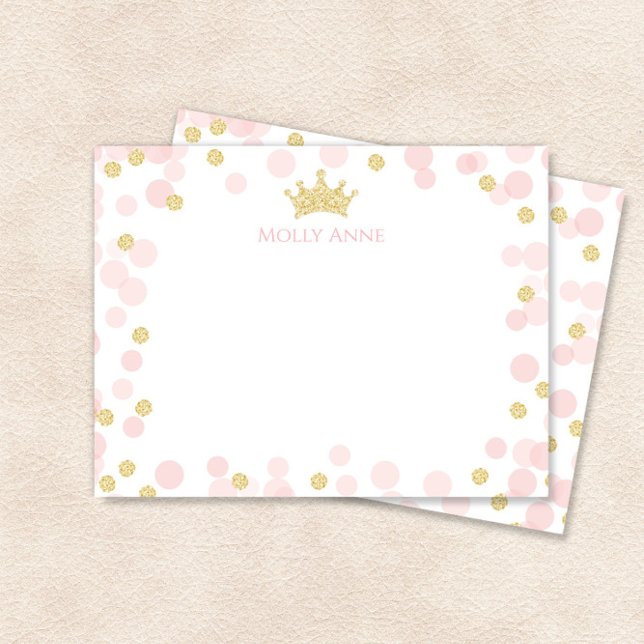 Carte De Correspondance Papeterie Anniversaire Princesse Points Roses et D (Créateur téléchargé)