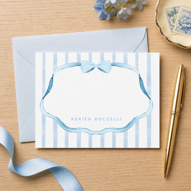 Carte De Correspondance Papeterie bébé garçon bleu et blanc (Créateur téléchargé)