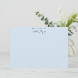 Carte De Correspondance Papeterie bleue personnalisée avec nom sur l'en-tê