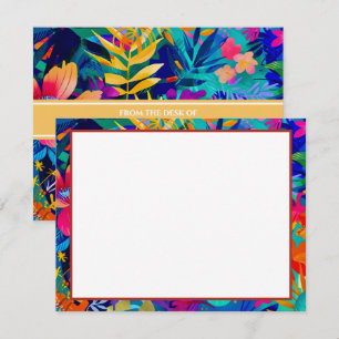 Carte De Correspondance Papeterie Botanique Colorée I Floral Tropical