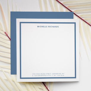 Carte De Correspondance Papeterie carrée professionnelle avec bordure bleu