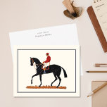 Carte De Correspondance Papeterie Cheval Personnalisée Merci Equin Vintage<br><div class="desc">Papier Cheval Personnalisé Equin Vintage Merci Note Carte avec une illustration vintage d'un cheval de course et de jockey,  texte personnalisé modèle au dos pour ajouter votre nom.</div>