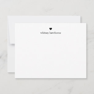 Carte De Correspondance Papeterie Classique à Cœur Noir Simple et Minimali