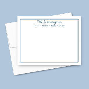 Carte De Correspondance Papeterie Classique à Liseré Bleu Marine Nom de Fa