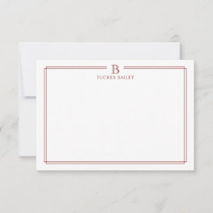 Carte De Correspondance Papeterie Classique à Monogramme Initial avec Bord