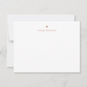 Carte De Correspondance Papeterie Cœur Rose Pâle Simple Élégante Minimalis
